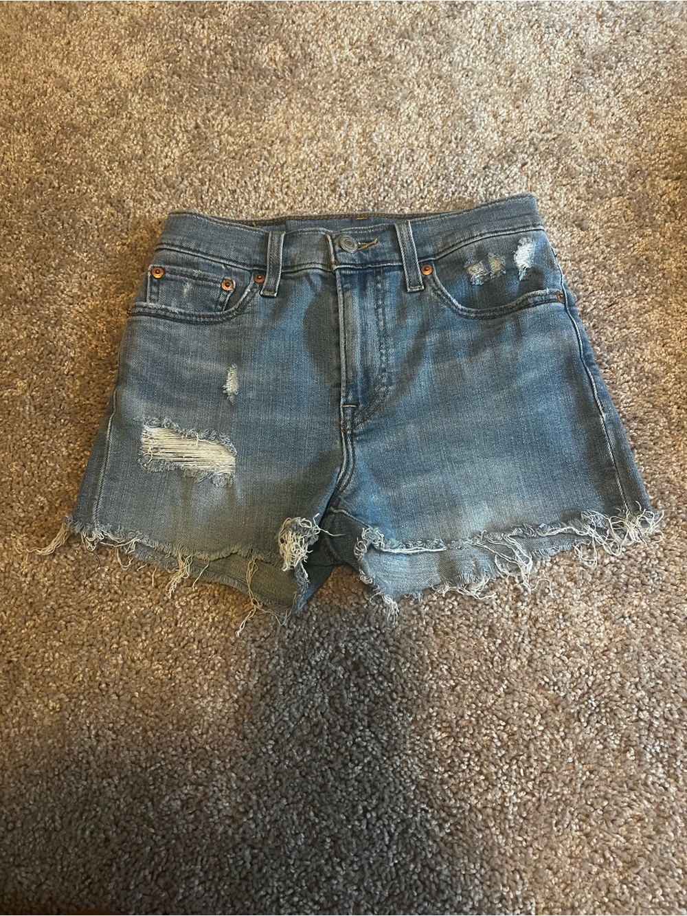 Levi's Light Blue Distressed Denim Cutoff Shorts